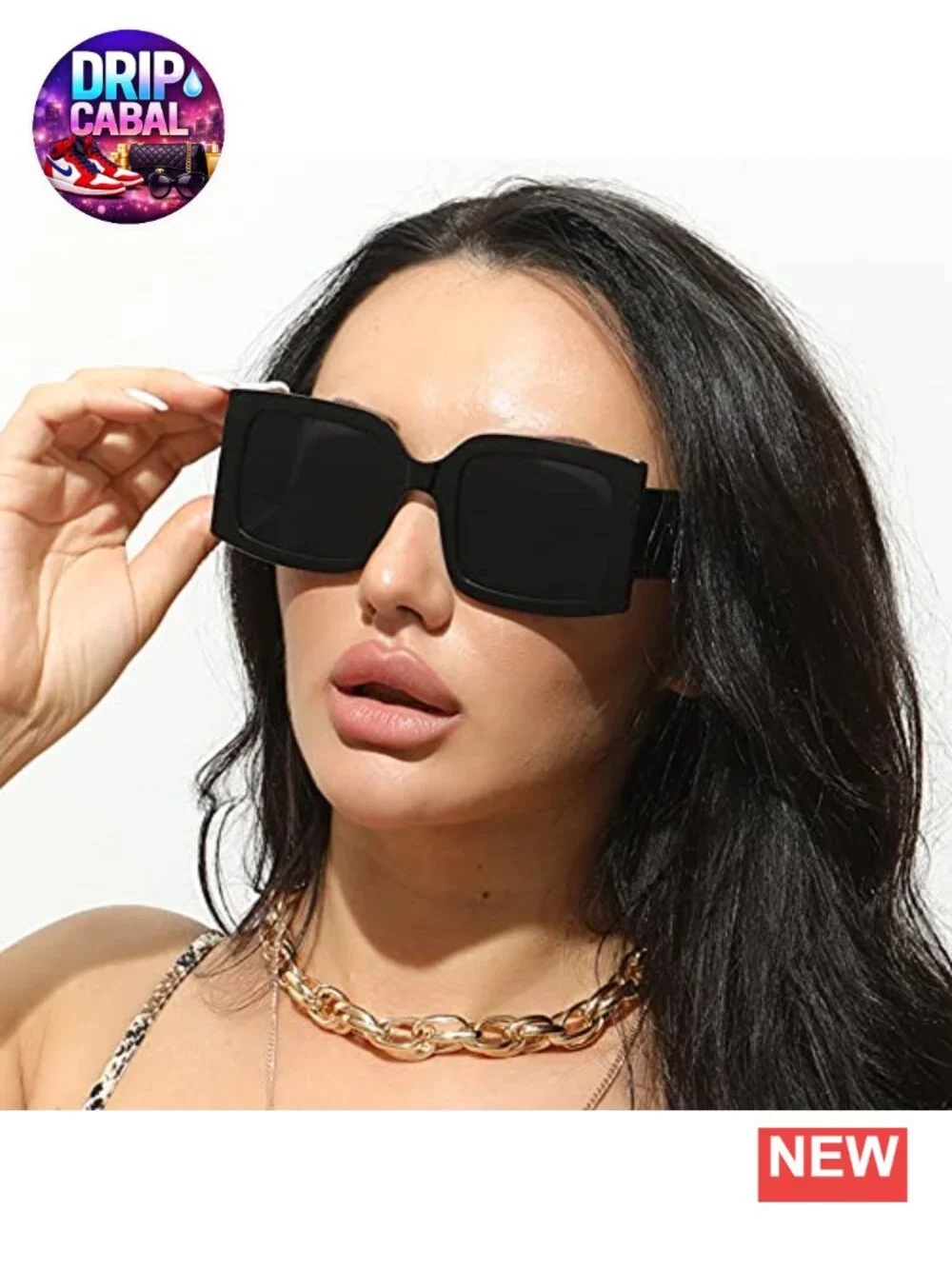 Vintage Oversized Square Sunglasses UV400 Protection Retro Frame Women Men
